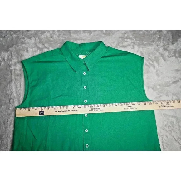 Anthropologie Maeve Green Button Down Tank Top MP - Picture 8 of 9